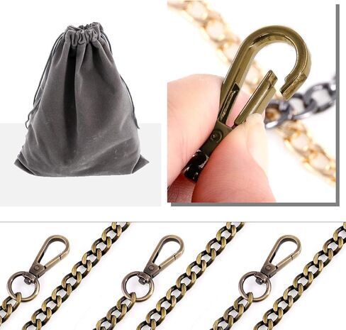 Swpeet 3Pcs Gold Luxury Fashion 47 Inche Replacement Flat Chain Strap with Buckles Set, Perfect for DIY Metal Shoulder Cross Body Bag Hand Bag Purse Replacement in Kuwait