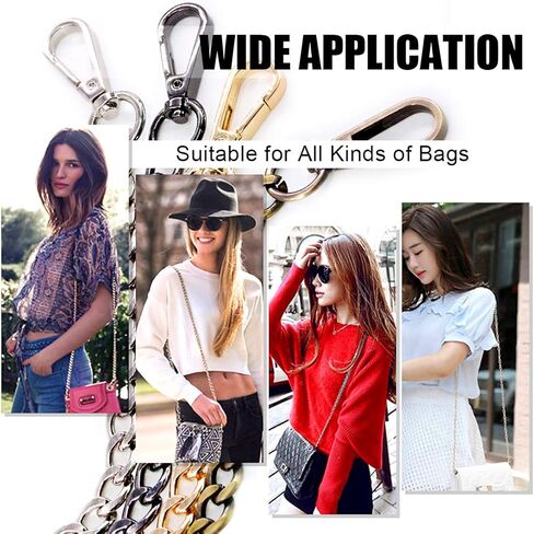 Swpeet 3Pcs Gold Luxury Fashion 47 Inche Replacement Flat Chain Strap with Buckles Set, Perfect for DIY Metal Shoulder Cross Body Bag Hand Bag Purse Replacement in Kuwait