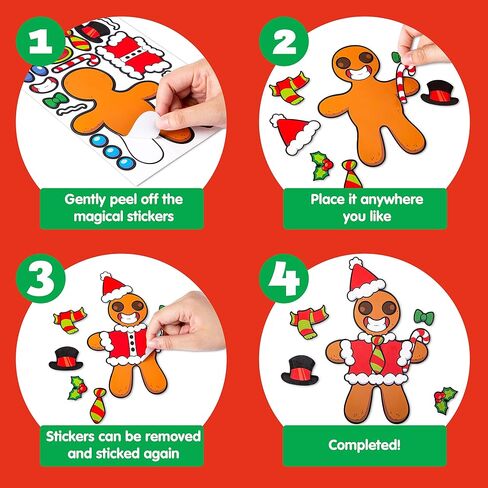 JOYIN 36 PCS Christmas Make-a-face Sticker Sheets Make Your Own Christmas Gingerbread Sticker Series and Trees Sticker Sheets Kids Party Favor Supplies Craft in Saudi Arabia