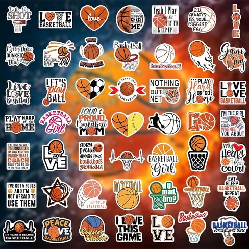 Basketball Stickers 100PCS Sports Basketball Stickers for Water Bottles,Basketball Notebook,Basketball Gifts for Boys/Girls,Basketball Gifts for Teen Boys(Basketball Stickers-1) in Kuwait