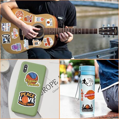Basketball Stickers 100PCS Sports Basketball Stickers for Water Bottles,Basketball Notebook,Basketball Gifts for Boys/Girls,Basketball Gifts for Teen Boys(Basketball Stickers-1) in Kuwait