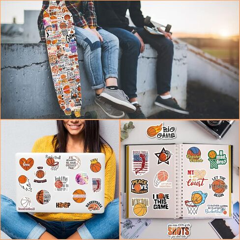 Basketball Stickers 100PCS Sports Basketball Stickers for Water Bottles,Basketball Notebook,Basketball Gifts for Boys/Girls,Basketball Gifts for Teen Boys(Basketball Stickers-1) in Kuwait