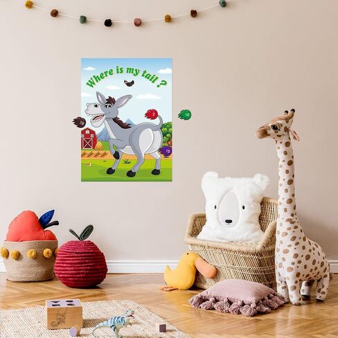 ASTARON Pin The Farm Animal Party Game لوازم حفلات أعياد الميلاد لحيوانات المزرعة، 60 قطعة من ملصقات الحيوانات مقاس 21 بوصة × 28 بوصة، ملصقات عيد الميلاد في الفصل الدراسي وألعاب ما قبل المدرسة التعليمية للأطفال لتزيين جدران المنزل in Saudi Arabia
