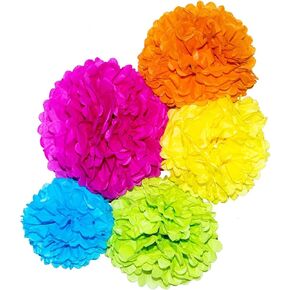 Paper Pom Poms - 15 pcs of 10, 12, 14 Inch - Paper Flowers - Perfect for Wedding Decor - Birthday Celebration - Wedding Party and Outdoor Decoration