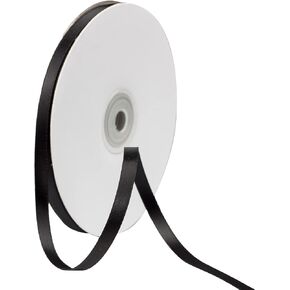 50 Yards Black 1/4 inch Wide Double Faced Polyester Satin Ribbon for Craft,Wedding,Gift Wrapping,Bow Making & Other Projects