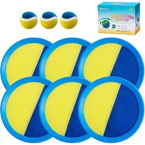 Kids Toys - Outdoor Games for Kids, Toss and Catch Ball Set with 6 Paddles 3 Balls, Toys for 3 4 5 6 7 8+ Year Old Boys Girls Christmas Birthday Gifts