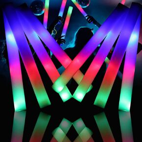 Glow Sticks Bulk, 210 PCS Foam Glow Sticks, LED Foam Sticks in The Dark Party Supplies with 3 Modes Colorful Flashing, Glow Sticks Party Pack for Wedding, Concert, Party, Raves, Events, Birthday