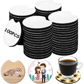 40PCS Sublimation Blank Car Coasters,2.75in/5mm Circular Opening Blank Sublimation Coasters for Thermal Sublimation Heat Transfer DIY Crafts Painting in Kuwait