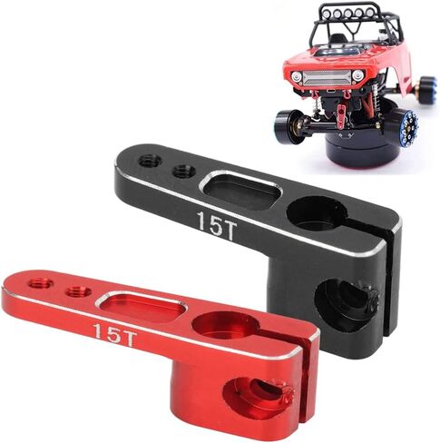 Yoeannity ذراع مؤازر سبائك الألومنيوم 15T مستقر RC توجيه سيرفو القرن لمحور SCX24 1/24 RC سيارة أسود + أحمر 2 قطعة in Kuwait