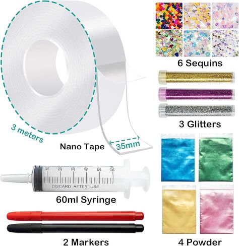 مجموعة فقاعات شريط نانو من توي يونايتد - مجموعة بالونات مائية مع شريط نانو مزدوج الجوانب بطول 9.8 قدم وألعاب حقنة للأطفال والفتيات والأولاد وعيد الميلاد للأطفال بعمر 3 و4 و5 و6 و7 و8 و9 سنوات in Kuwait