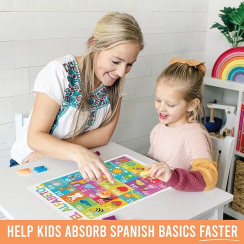 Hadley Designs 12 Spanish Educational Posters, Bilingual Learning Chart for Prek, Kindergarten & 1st Grade Kids, Classroom Decorations, Alphabet, Colors, Numbers, Months of the Year, Days of the Week in Saudi Arabia