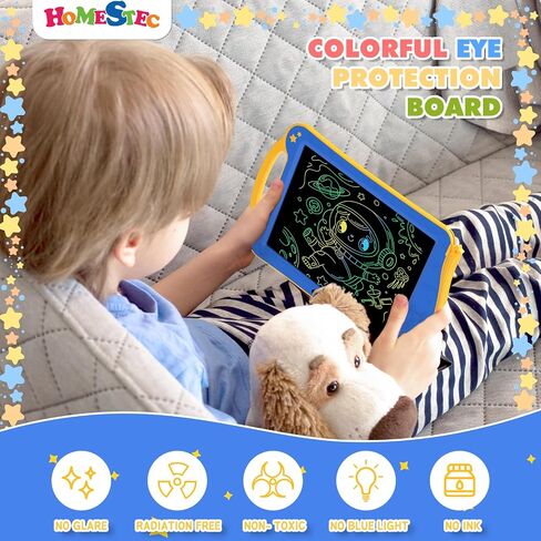 ألعاب لوحة الرسم استرودراو من هومستيك، تابلت كتابة LCD ملون للأطفال، لوحة رسومات الشعار المبتكرة للأطفال الصغار من عمر 3 4 5 6 سنوات، لعبة الفضاء الحسية للسفر للأولاد والبنات، فكرة هدية عيد ميلاد (أزرق/أصفر) in Kuwait