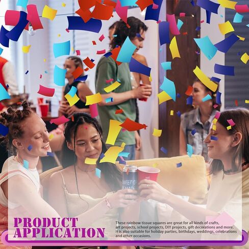 Jyongmer 3600 ورقة مربعات مناديل ورقية مقاس 3 بوصات، مجموعة مناديل فنية ملونة 36 لونًا متنوعًا من ورق مناديل قوس قزح للفنون والحرف اليدوية وسجلات القصاصات وفن الخدش وأنسجة حفلات أعياد الميلاد in Kuwait
