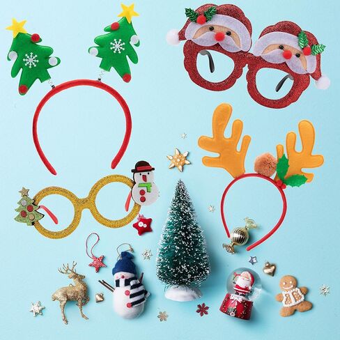 JOYIN 12 Packs Christmas Headbands and Glasses Frames Bundle Set, Assorted Christmas Glasses and Headbands Christmas Party Favors for Kids Women Men Christmas Party Supplies (One Size Fits All) in Saudi Arabia