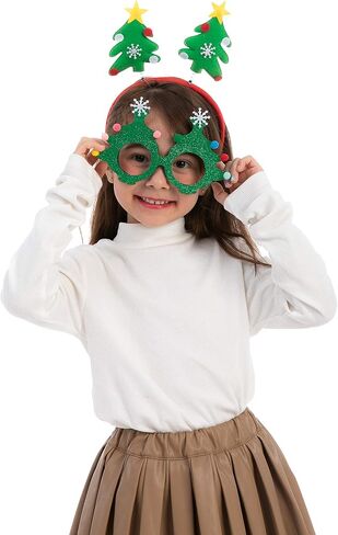 JOYIN 12 Packs Christmas Headbands and Glasses Frames Bundle Set, Assorted Christmas Glasses and Headbands Christmas Party Favors for Kids Women Men Christmas Party Supplies (One Size Fits All) in Saudi Arabia