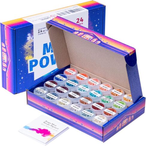 مسحوق ميكا لراتنجات الإيبوكسي - مسحوق صبغة إيبوكسي 24 لونًا - مسحوق ميكا لؤلؤي للراتنج - صبغة الصابون - مسحوق صبغة الراتنج - مجموعة 24 برطمان in Kuwait