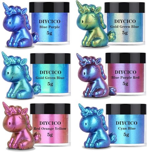 Chameleon Powder Pigment, 6 Box Changing Mica Powder Pigment for Epoxy Resin DIY Crafts, Cosmetic Grade Powder Set for Art Tumblers Soap Candle Making Dye (Total 30g) in Kuwait