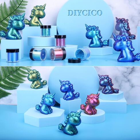 Chameleon Powder Pigment, 6 Box Changing Mica Powder Pigment for Epoxy Resin DIY Crafts, Cosmetic Grade Powder Set for Art Tumblers Soap Candle Making Dye (Total 30g) in Kuwait