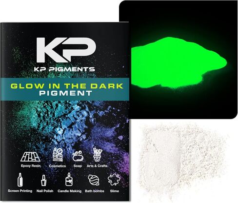 Kryptobright Green Glow in The Dark Pearlescent 100% Pure Fine Mica Powder - Naturally Pigmented Multipurpose DIY Arts and Crafts, Dye, Cosmetics, Epoxy Resin, Paint, and More! 5 Grams in Kuwait