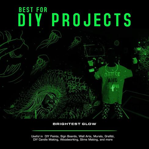 Kryptobright Green Glow in The Dark Pearlescent 100% Pure Fine Mica Powder - Naturally Pigmented Multipurpose DIY Arts and Crafts, Dye, Cosmetics, Epoxy Resin, Paint, and More! 5 Grams in Kuwait