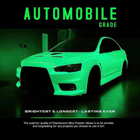 Kryptobright Green Glow in The Dark Pearlescent 100% Pure Fine Mica Powder - Naturally Pigmented Multipurpose DIY Arts and Crafts, Dye, Cosmetics, Epoxy Resin, Paint, and More! 5 Grams in Kuwait