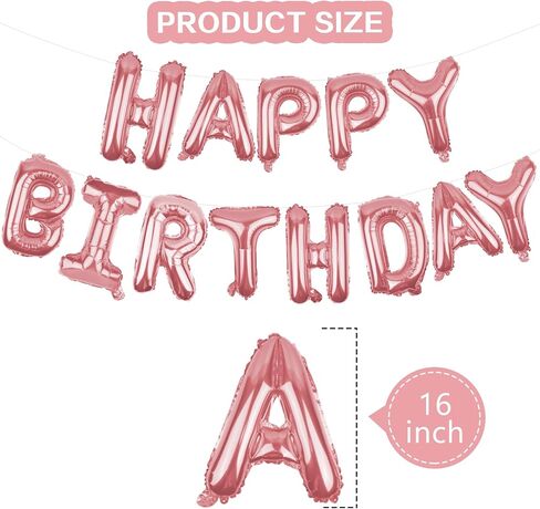 Gold Happy Birthday Balloons Banner 16 Inch Mylar Foil Letters, Inflatable Party Decor and Birthday Decorations for Women, Men, Boys & Girls Kids and Adults, Reusable, Party Supplies in Kuwait