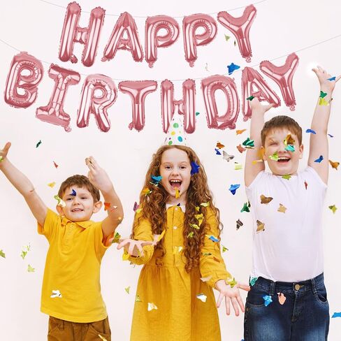 Gold Happy Birthday Balloons Banner 16 Inch Mylar Foil Letters, Inflatable Party Decor and Birthday Decorations for Women, Men, Boys & Girls Kids and Adults, Reusable, Party Supplies in Kuwait