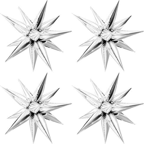 50 قطعة من بالونات رقائق النجوم من موكيوين - 12 بالونة على شكل نجمة، بالونات فضية مخروطية من مايلر على شكل نجمة، بالونات سبايك لمستلزمات الحفلات، عيد الميلاد، الزفاف، استحمام الطفل، كشك الصور in Kuwait