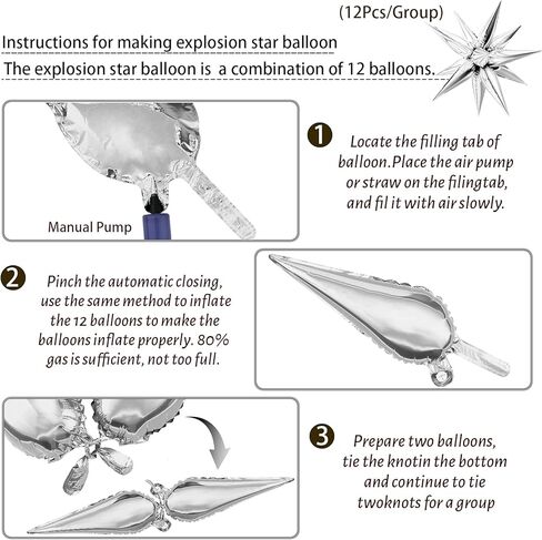 50 قطعة من بالونات رقائق النجوم من موكيوين - 12 بالونة على شكل نجمة، بالونات فضية مخروطية من مايلر على شكل نجمة، بالونات سبايك لمستلزمات الحفلات، عيد الميلاد، الزفاف، استحمام الطفل، كشك الصور in Kuwait