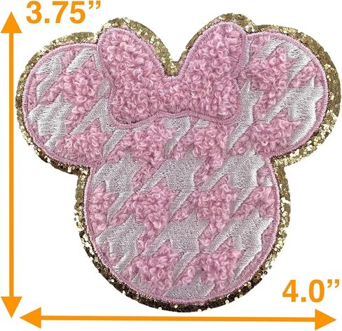 رقعات ملصقات ZOOX Mickey & Friends لاصقة 3M، كلاسيكية من Chennilee مع لمعان ذهبي 3.75 بوصة (Minnie Off-White Lg) in Kuwait