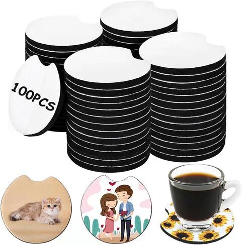 40PCS Sublimation Blank Car Coasters,2.75in/5mm Circular Opening Blank Sublimation Coasters for Thermal Sublimation Heat Transfer DIY Crafts Painting in Kuwait
