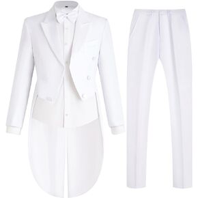 Mens Tailcoat Suit Jacket Tuxedo Double Breast Swallow Tail Coat Pants Bow Tie