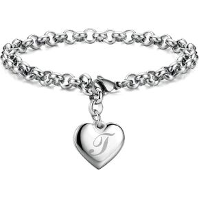 Initial Bracelets for Women 26 Letters Alphabet Charm Bracelet Stainless Steel Heart Bracelet Women Jewelry in Kuwait
