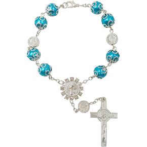 One Decade Auto Rosary Beads Catholic Bracelet Saint St Benedict Crucifix Divine Mercy Gift in Saudi Arabia
