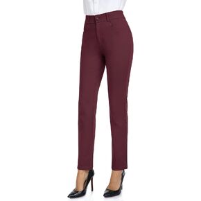 RIMLESS 7 Women Wrinkle Free Relaxed Fit Straight Leg Pants Dressy Slacks