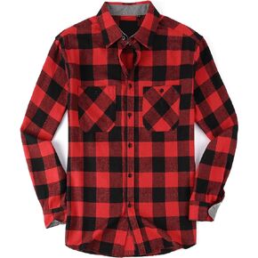 SAMERM Flannel Shirt for Men Long Sleeve Casual Button-Down Regular Fit Plaid Flannel Shirts