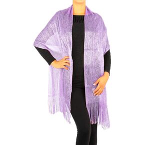 Women's Two Tone Modern Metallic Fishnet Acrylic Party Shawl Fringe Lurex Scarf in Saudi Arabia