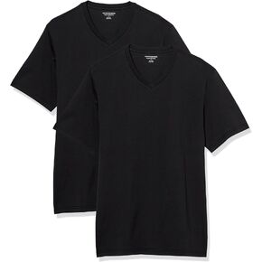Amazon Essentials Men's Regular-Fit Short-Sleeve V-Neck T-Shirt (Available in Big & Tall), Pack of 2