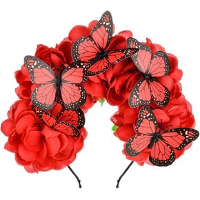 زي حفلة الهالوين من Vividsun Day of The Dead Flower Crown وRose Floral Crown in Kuwait