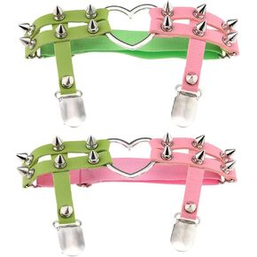 Adjustable Leg Garter With Anti-Slip Clips Elastic Thigh Ring Garter Kawaii Punk Rock Cute for Women and Girls