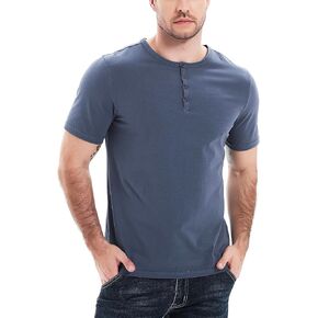 Men Short Sleeve Henley T Shirt Casual Fit with Button Shirt