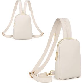 UTO Sling Bag for Women Crossbody Trendy Chest Belt Bag Convertible Backpack Purse with Wide Shoulder Zip Straps