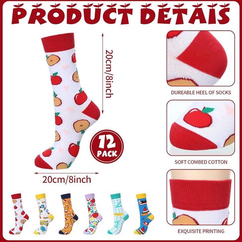 Jiuguva 12 Pairs Christmas Gift Socks Teacher Socks for Woman Students Funny Novelty Xmas Gift Socks Unisex Crew Socks Breathable Mid Calf Length for Teacher Student Gifts Christmas Socks Stuffers in Saudi Arabia