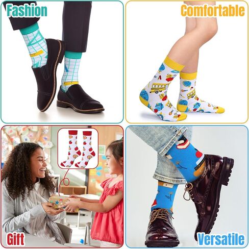 Jiuguva 12 Pairs Christmas Gift Socks Teacher Socks for Woman Students Funny Novelty Xmas Gift Socks Unisex Crew Socks Breathable Mid Calf Length for Teacher Student Gifts Christmas Socks Stuffers in Saudi Arabia