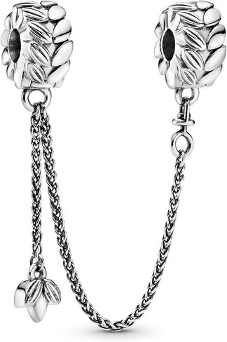 PANDORA Wheat Grains Safety Chain Clip Charm Bracelet Charm Moments Bracelets - Stunning Women's Jewelry - Gift for Women - Made with Sterling Silver in Saudi Arabia