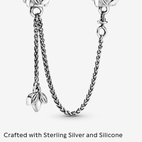 PANDORA Wheat Grains Safety Chain Clip Charm Bracelet Charm Moments Bracelets - Stunning Women's Jewelry - Gift for Women - Made with Sterling Silver in Saudi Arabia