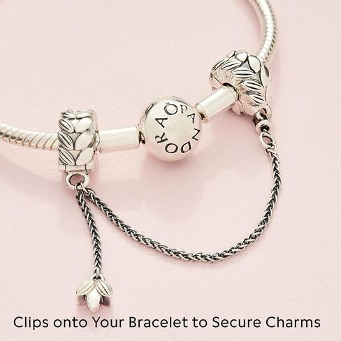 PANDORA Wheat Grains Safety Chain Clip Charm Bracelet Charm Moments Bracelets - Stunning Women's Jewelry - Gift for Women - Made with Sterling Silver in Saudi Arabia