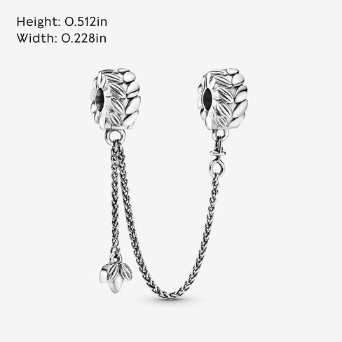 PANDORA Wheat Grains Safety Chain Clip Charm Bracelet Charm Moments Bracelets - Stunning Women's Jewelry - Gift for Women - Made with Sterling Silver in Saudi Arabia