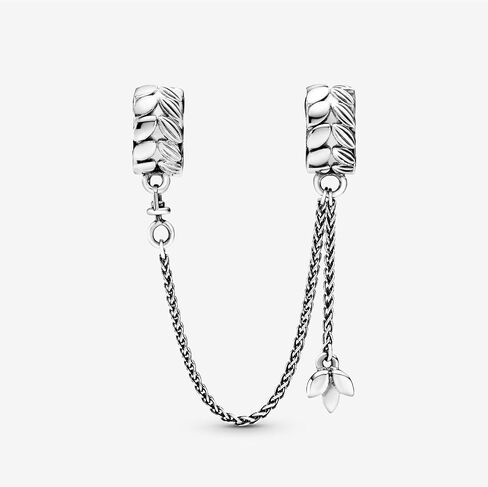 PANDORA Wheat Grains Safety Chain Clip Charm Bracelet Charm Moments Bracelets - Stunning Women's Jewelry - Gift for Women - Made with Sterling Silver in Saudi Arabia