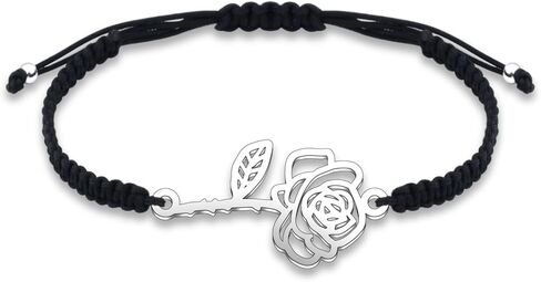 YLWJSP 12 Months Flower Braided Rope Bracelet Birth Month Flower Jewelry Birth Flower Gift Birthday Gift for Her Birth Month Gift in Saudi Arabia